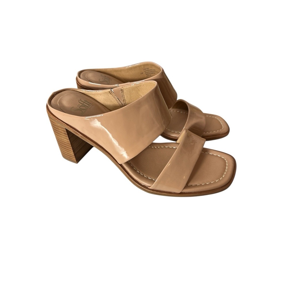 New Sofft Shoes Womens Size 11 Sheila Natural Heeled Slip On Open Toe Sandals